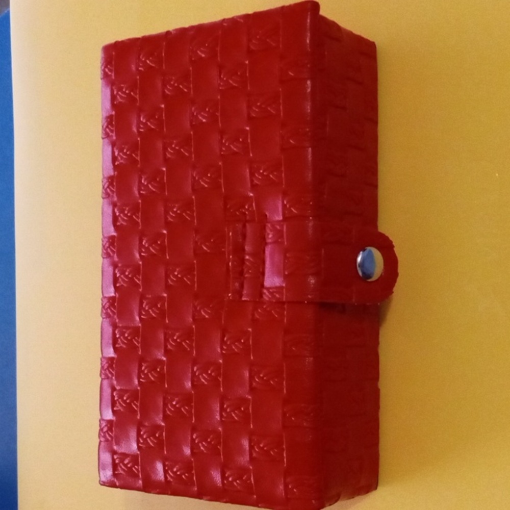 *CLEARANCE Red Faux Leather Woven Mini Travel Jewelry Box